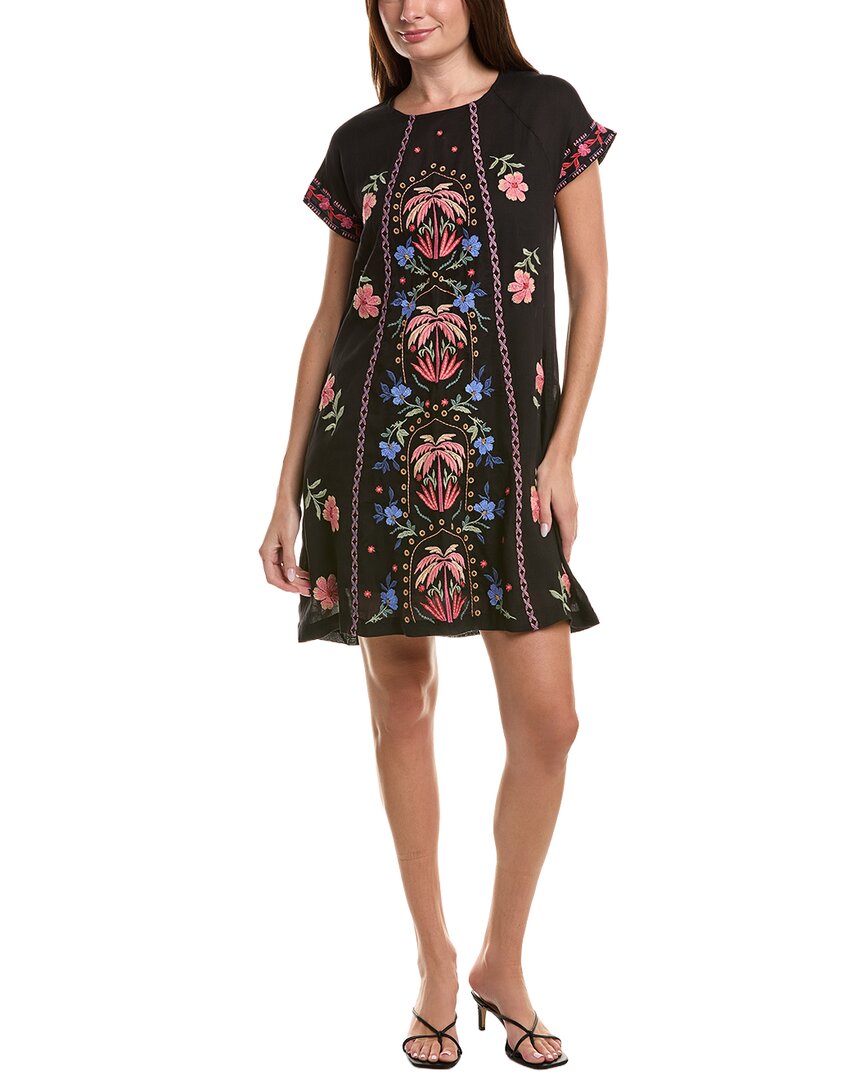 Johnny Was Raglan Seamed Slip Dress In Black In Black