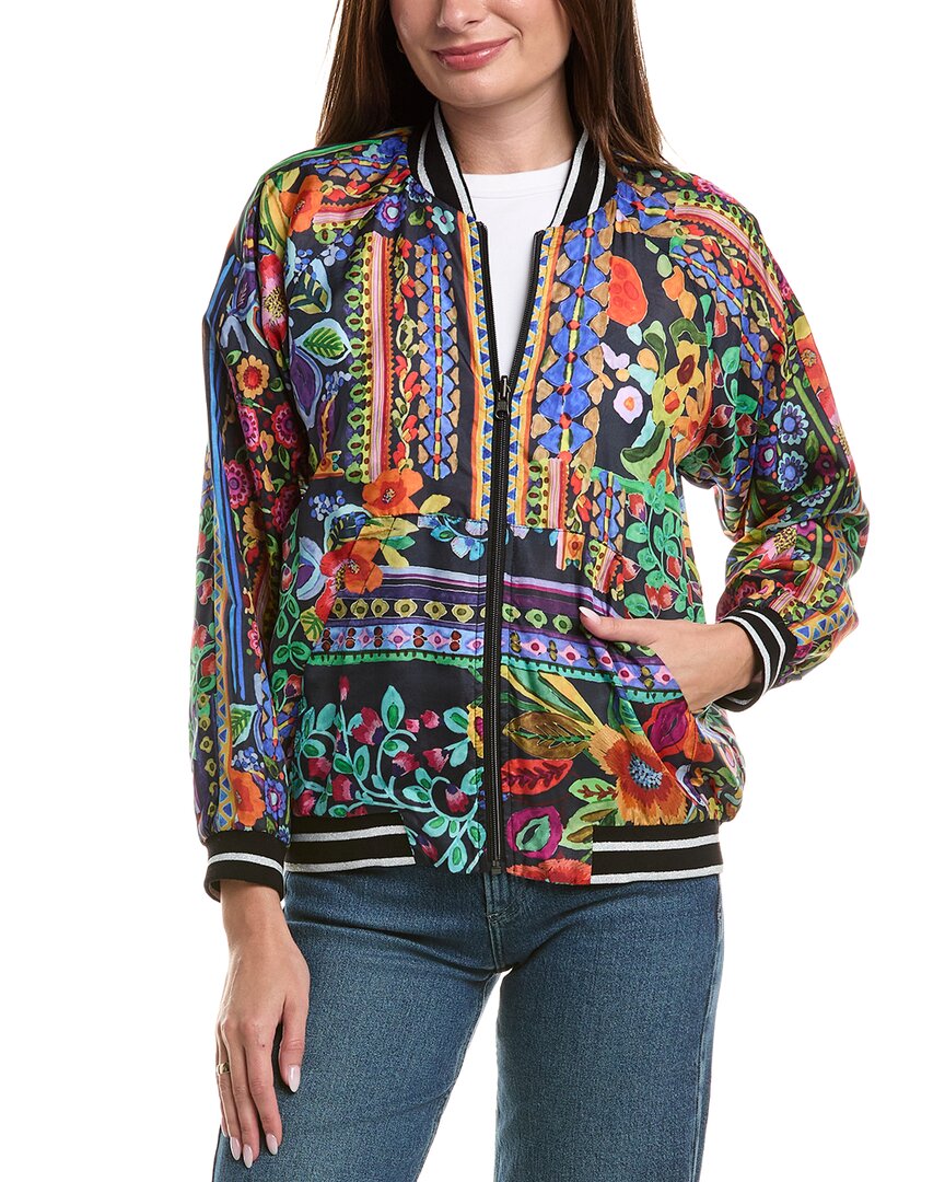 Johnny Was Tasha Reversible Silk Bomber Jacket In Multi
