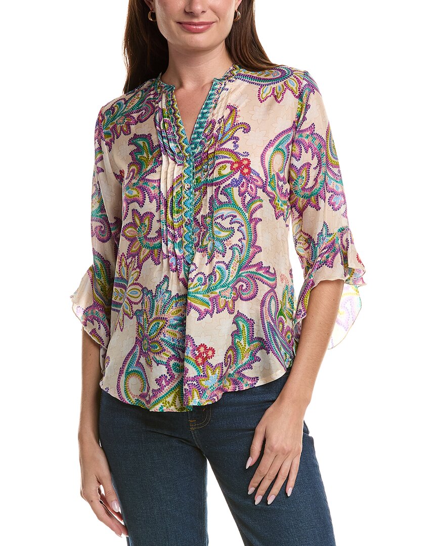 Johnny Was Zellah Silk Blouse In White