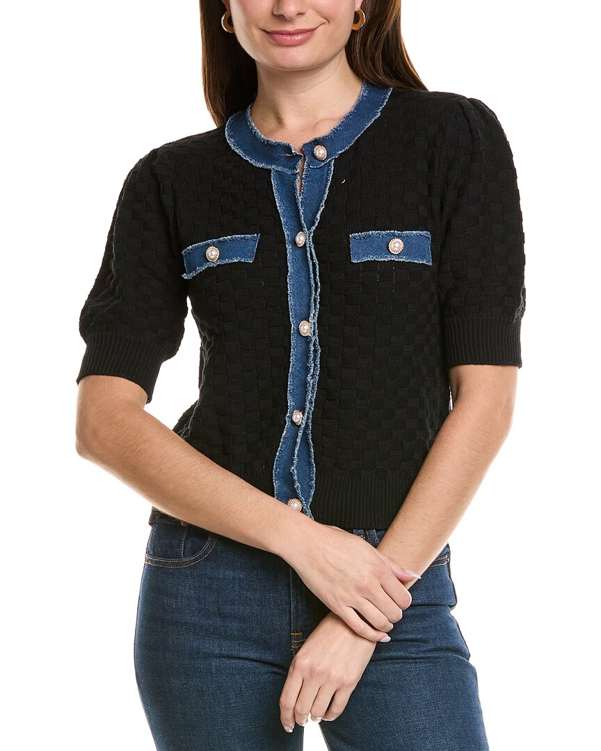 Ellen Tracy Pointelle Cardigan In Black