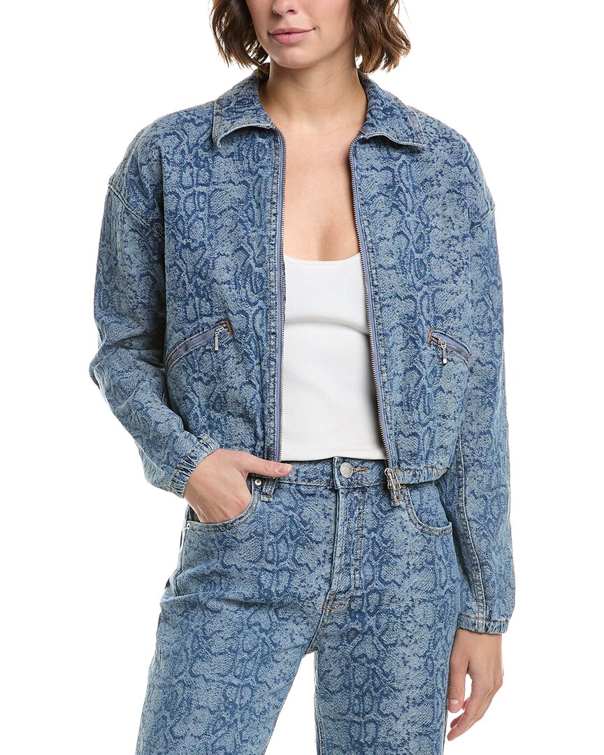 Hudson Jeans Cropped Zip-up Jacket In Blue