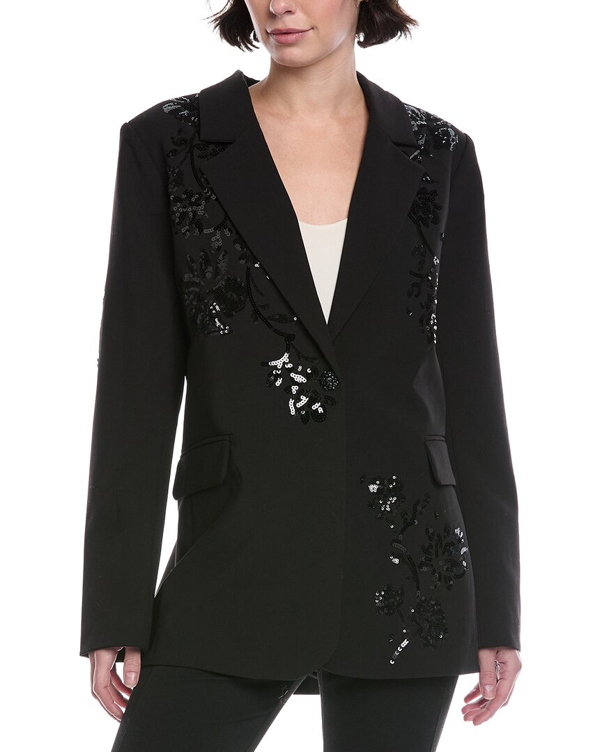 Nvlt Sequin Embellished Single Button Blazer In Black
