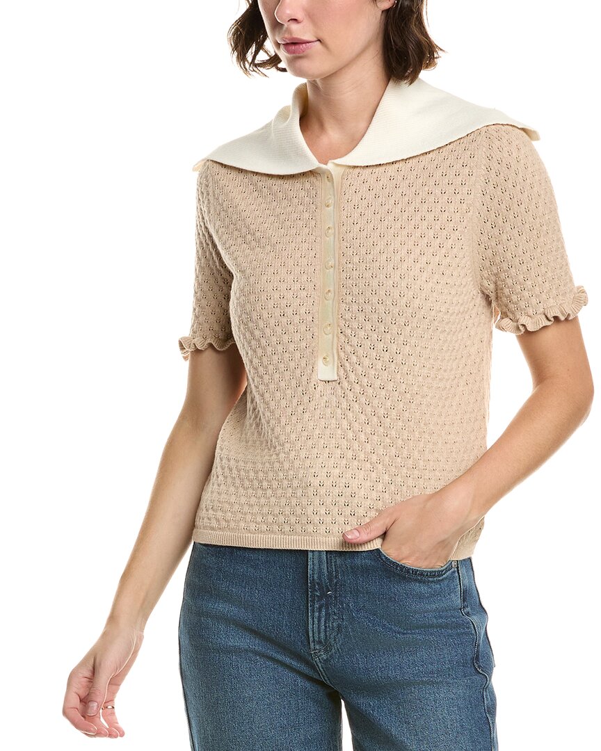 Design History Cashmere-blend Polo Sweater In Brown