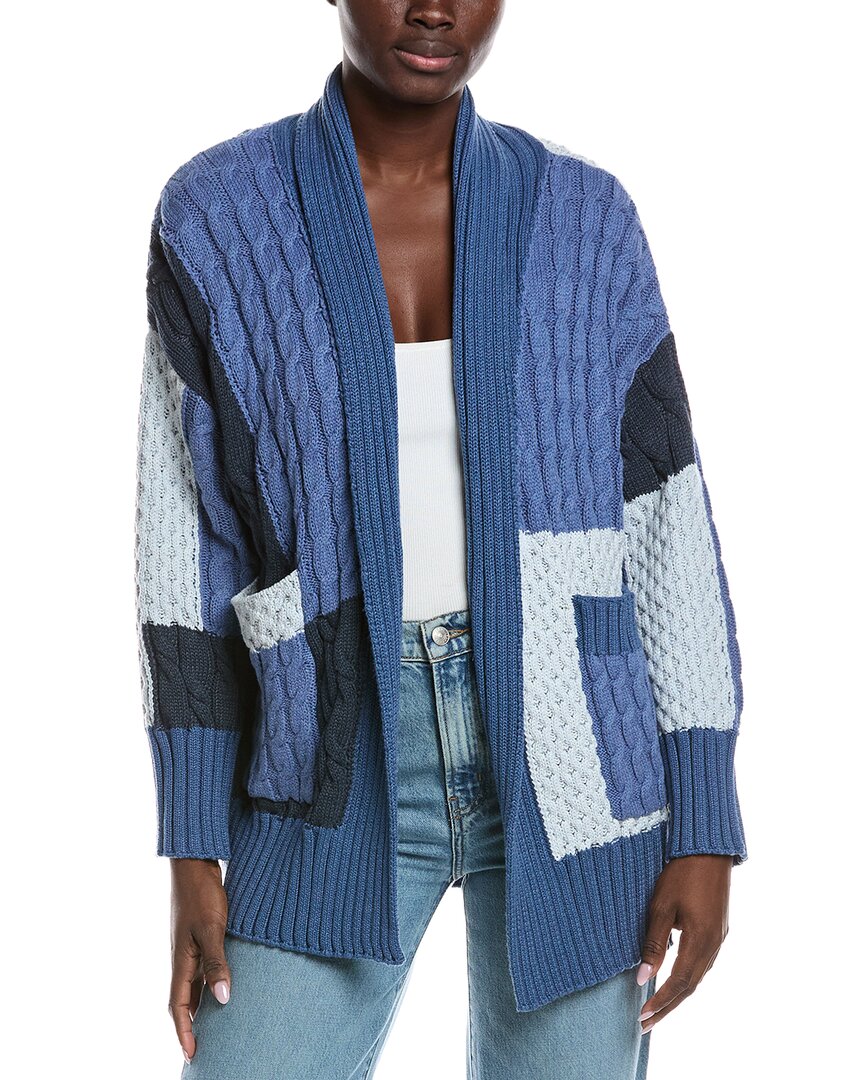 Electric & Rose Patchwork Cardigan In Blue