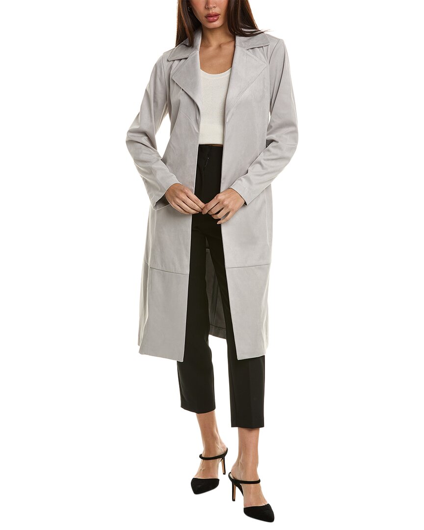 Elie Tahari Open Front Trench Coat In Gray