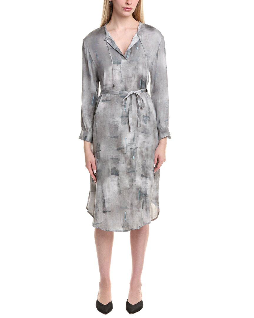 Peserico Adjustable Tab Midi Dress In Gray