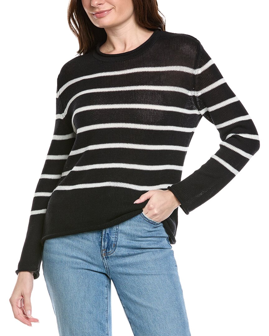 Hannah Rose Striped Cashmere-Blend Sweater