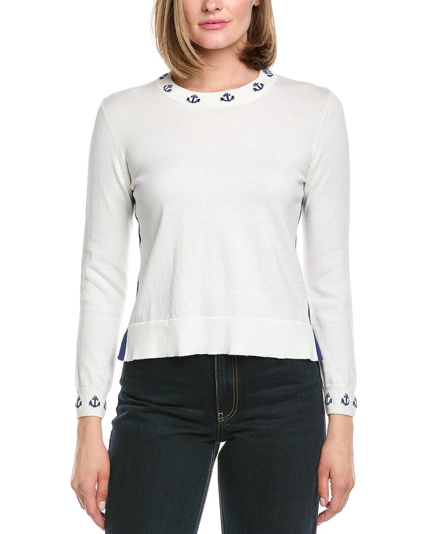 Hannah Rose Mini Anchor Cashmere-blend Sweater In White