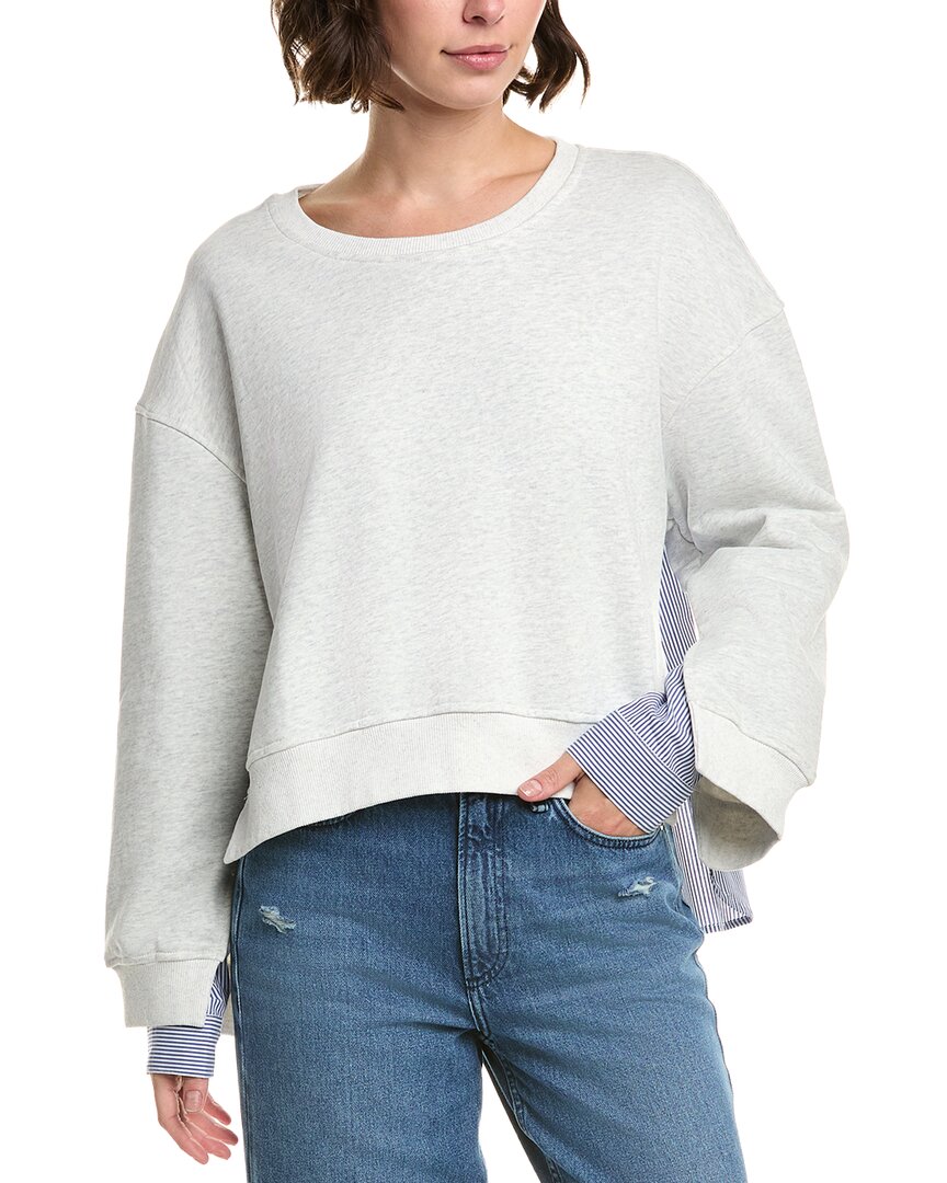 Elan Mixed Media Sweatshirt In Gray