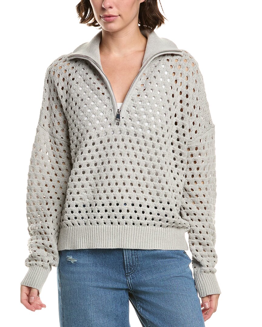 Elan Open Knit Cardigan In Gray