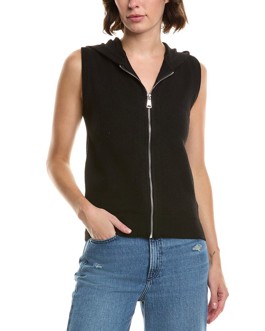 Elan Sleeveless Zip Wool-blend Hoodie In Black
