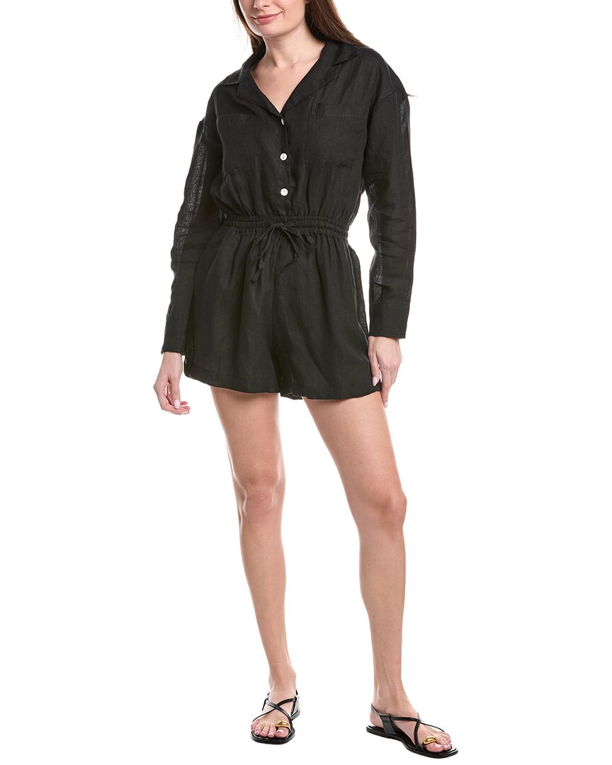 Vitamin A Black The Getaway Linen Romper