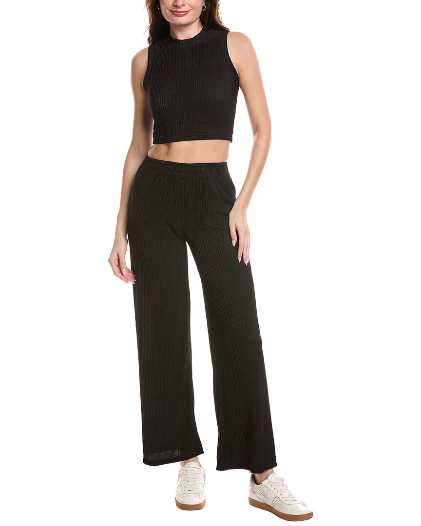 Marion 2pc Soft Ribbed Shirt & Pant Set In Black