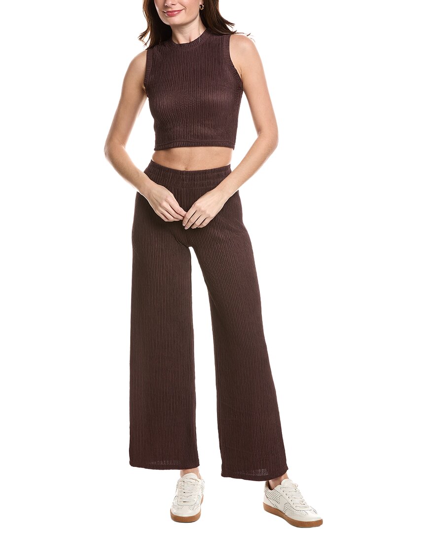 Marion 2pc Soft Ribbed Shirt & Pant Set In Brown
