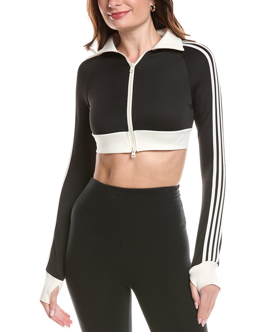 Marion 4 Stripes Two-way Zipper Cropped Track Jacket In Black