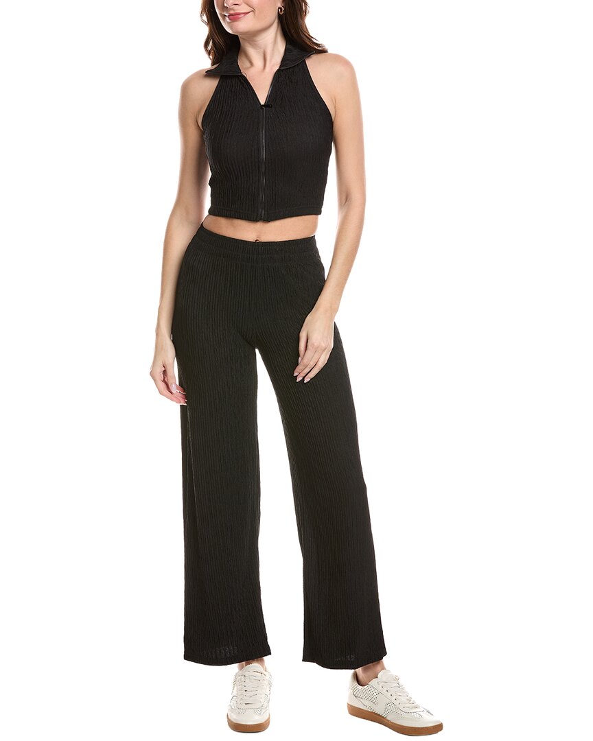 Marion 2pc Crinkle Textured Loungewear Set In Black