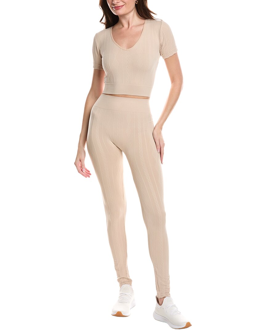 Marion 2pc Diamond Texture Top & Legging Set In Neutral