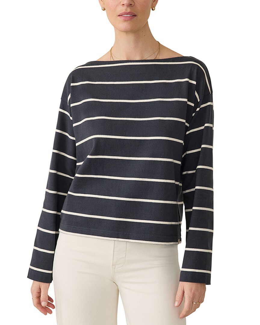 Faherty Sport Jersey Boatneck Top In Black