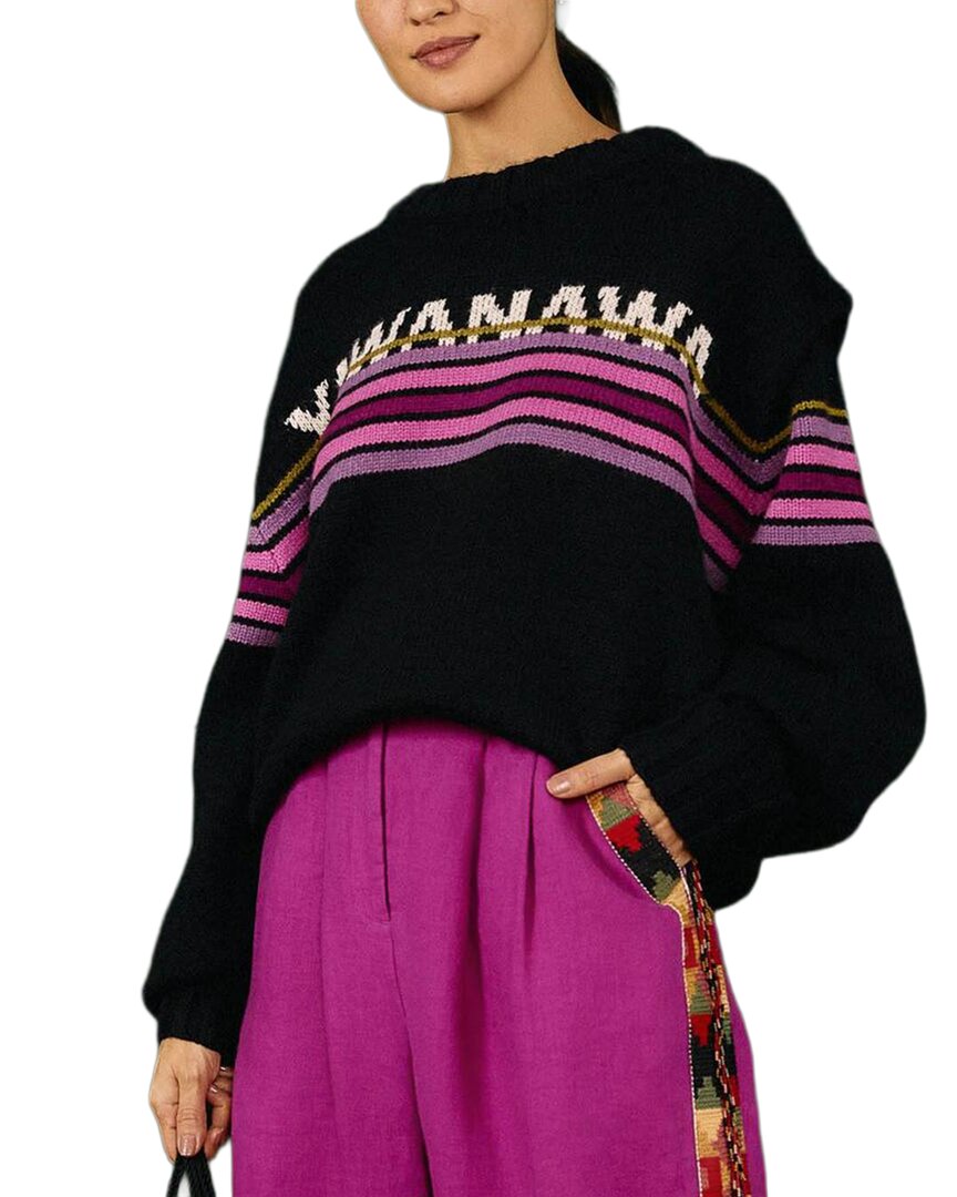 Farm Rio Wool-blend Yawanawa Sweater In Black