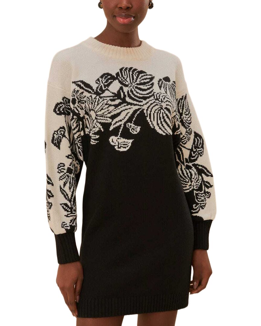 Farm Rio Wool-blend Knit Sweaterdress In Brown