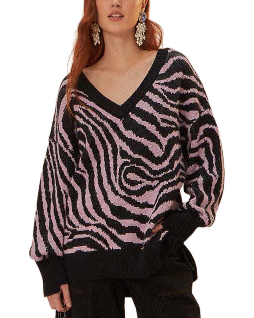 Farm Rio Wool-blend Knit Sweater In Brown