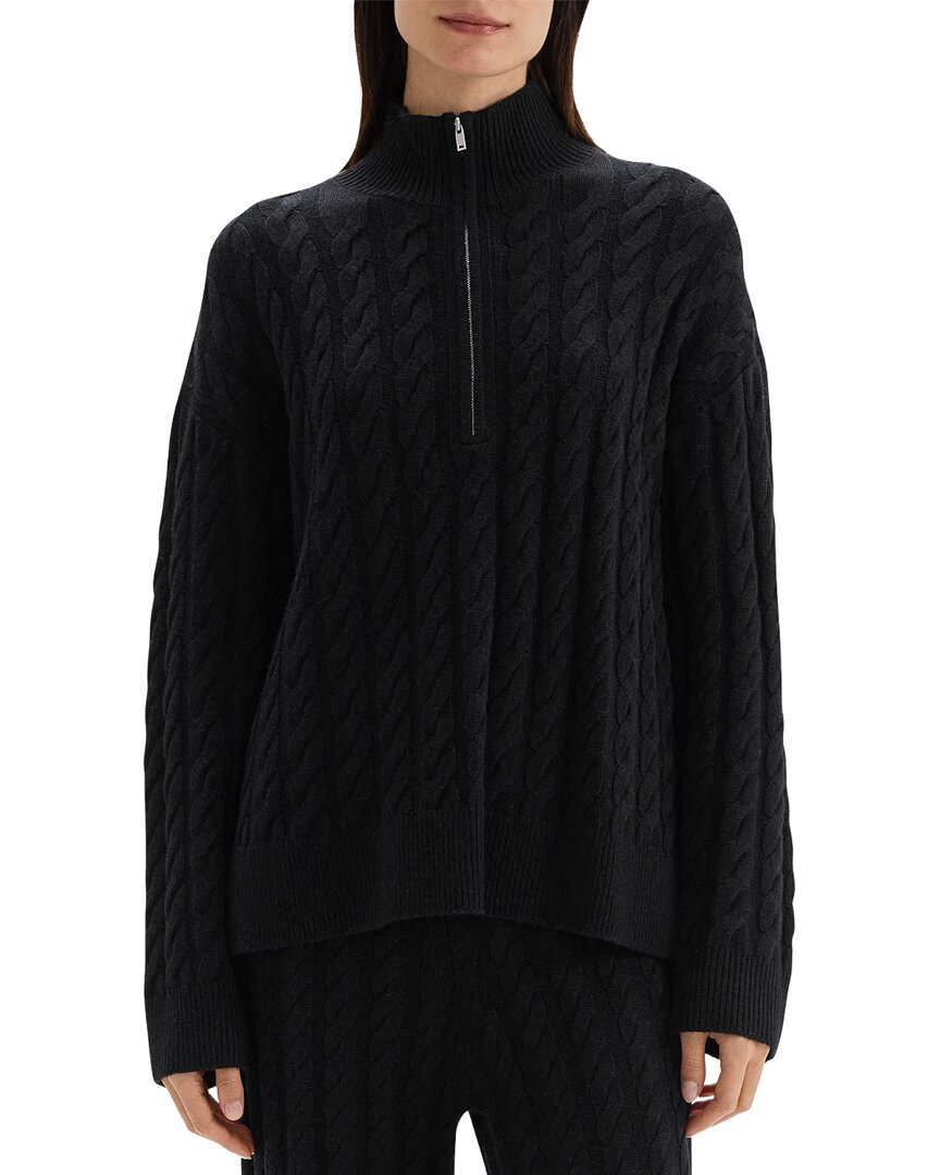 Theory Cable Half Zip Sweater In Black