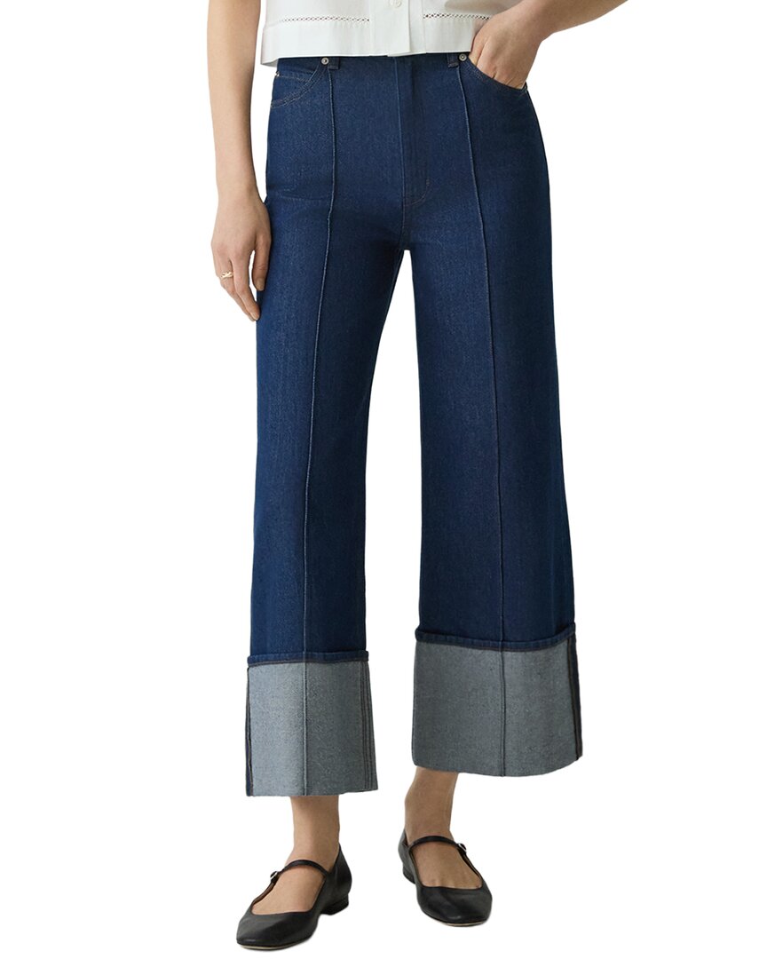 Theory Relaxed Denim Cuff Pant In Blue