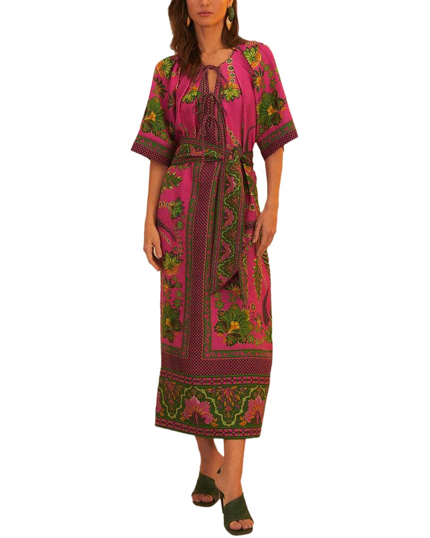 Farm Rio Linen Maxi Dress In Pink