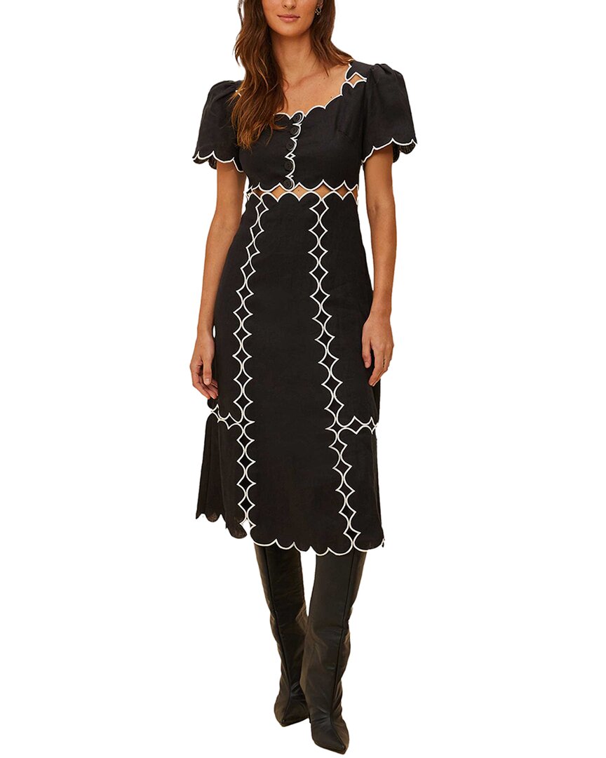 Farm Rio Linen Maxi Dress In Black