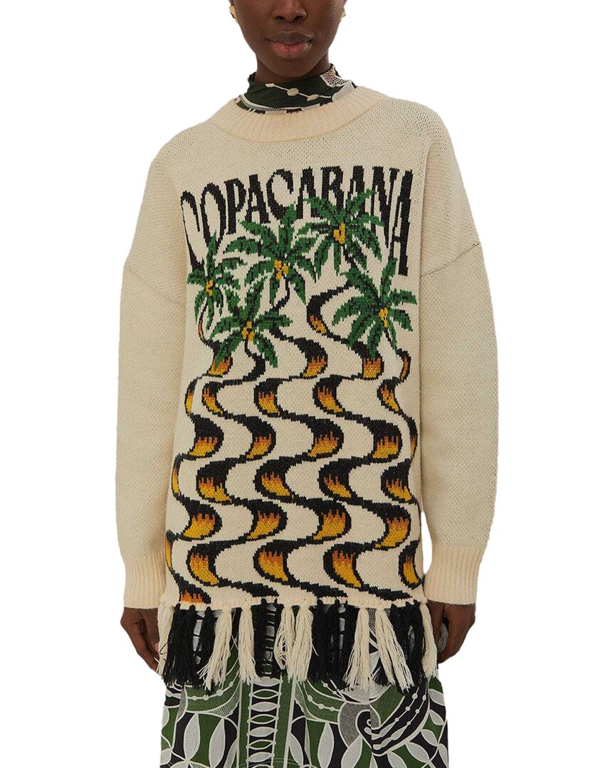 Farm Rio Wool-blend Sweater In White