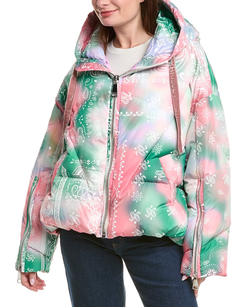 Khrisjoy Khris Bandana Velour Puffer Jacket In Multi