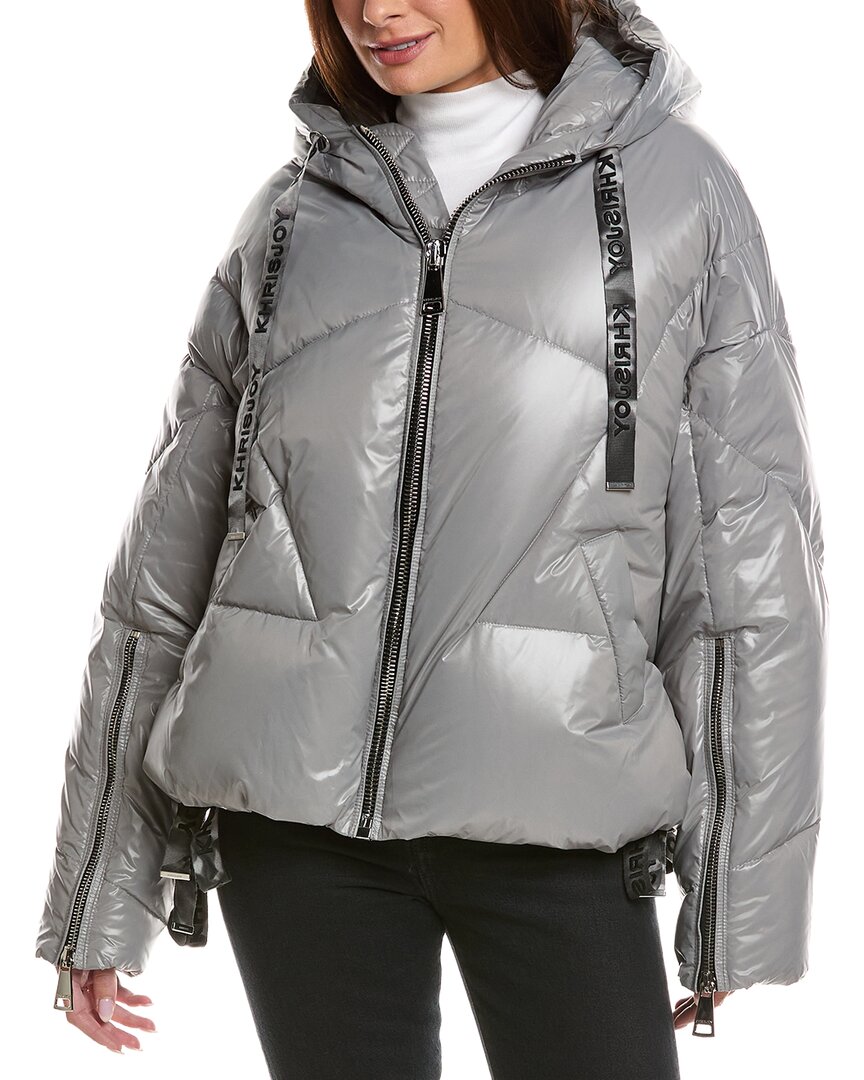 Khrisjoy Khris Iconic Shiny Puffer Jacket In Silver