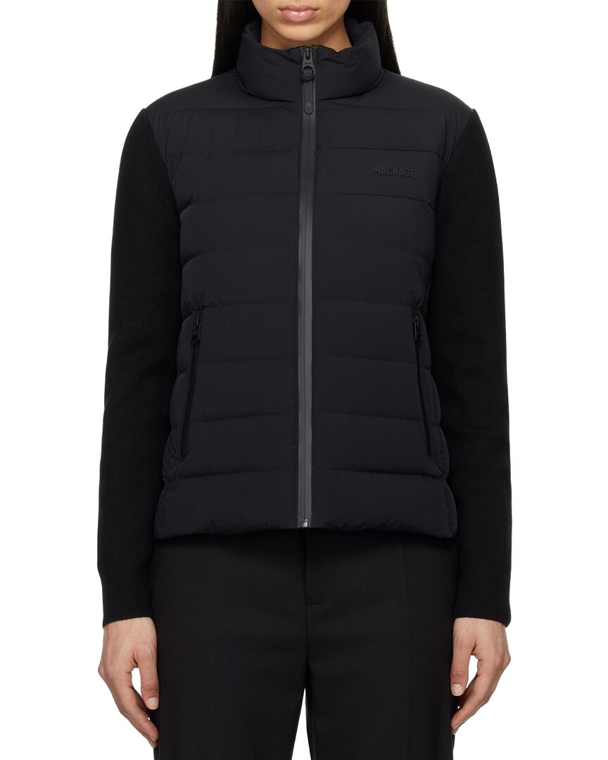 Mackage Oceane-city Light Down Mixed-media Puffer Jacket In Black