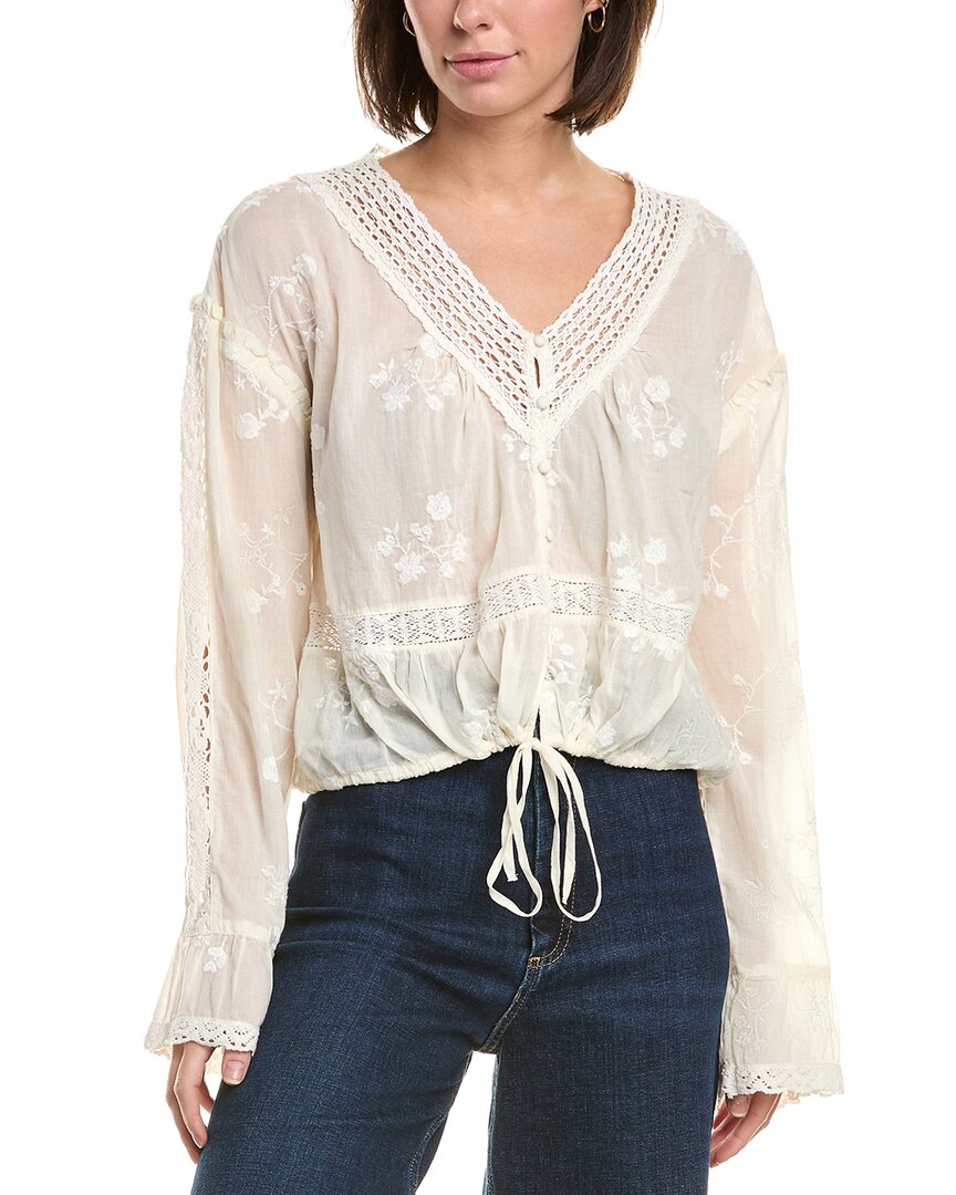 Free People Sweet Love Blouse In White