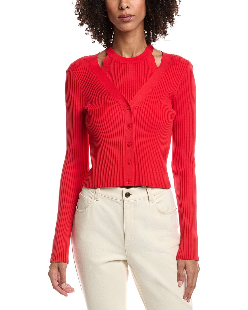 Derek Lam 10 Crosby Lonnie Knit Layered Cardigan In Red