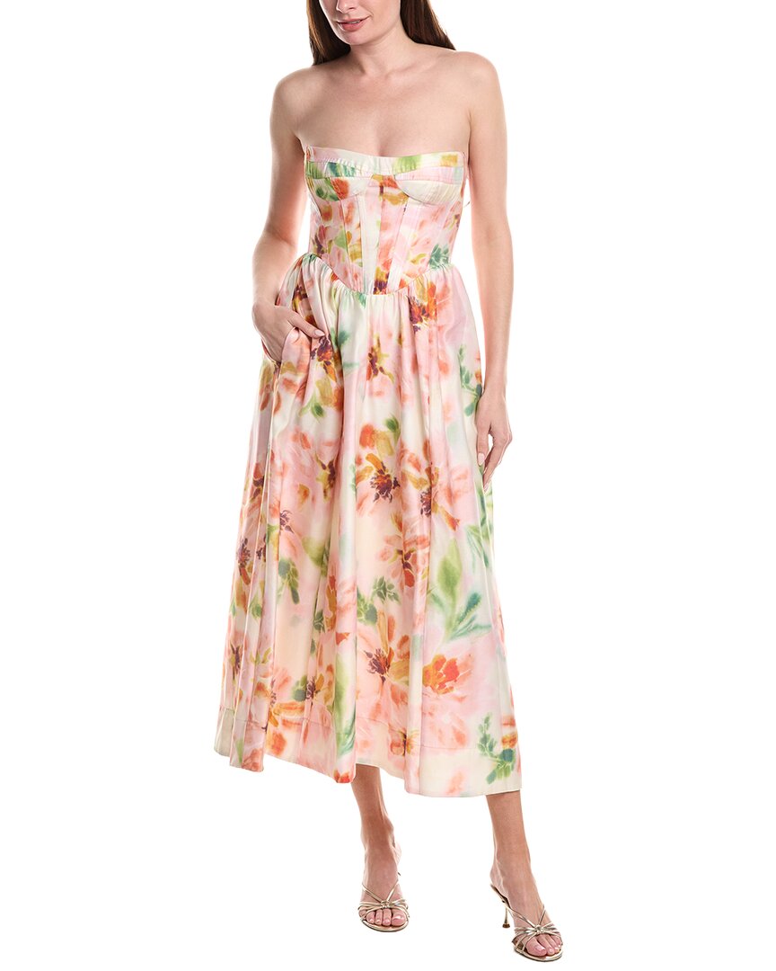 Bardot Lola Corset Midi Dress In Pink
