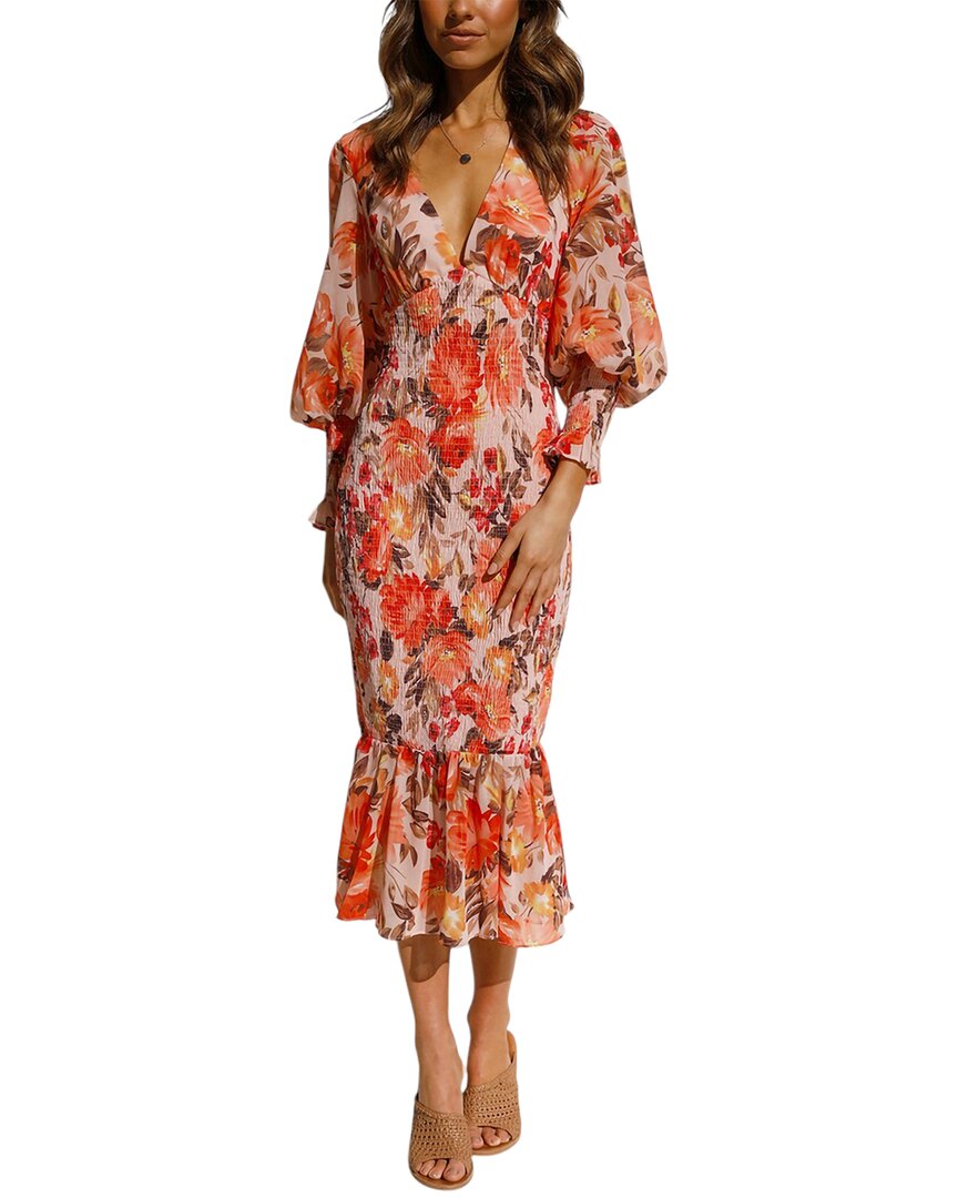 Charlotte Green Midi Dress In Multi