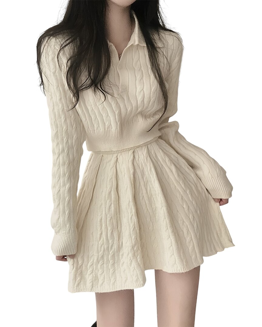 Teodora 2pc Sweater & Skirt Set In Neutral