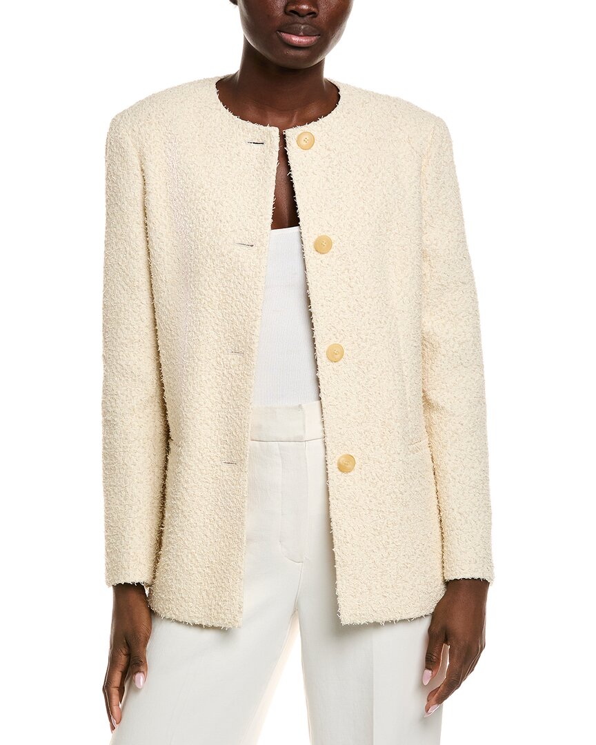 Lafayette 148 New York Collarless Jacket In White