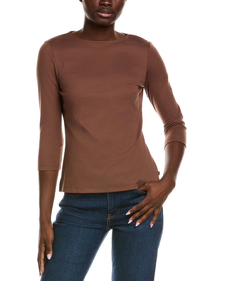 Lafayette 148 New York Carver T-shirt In Brown