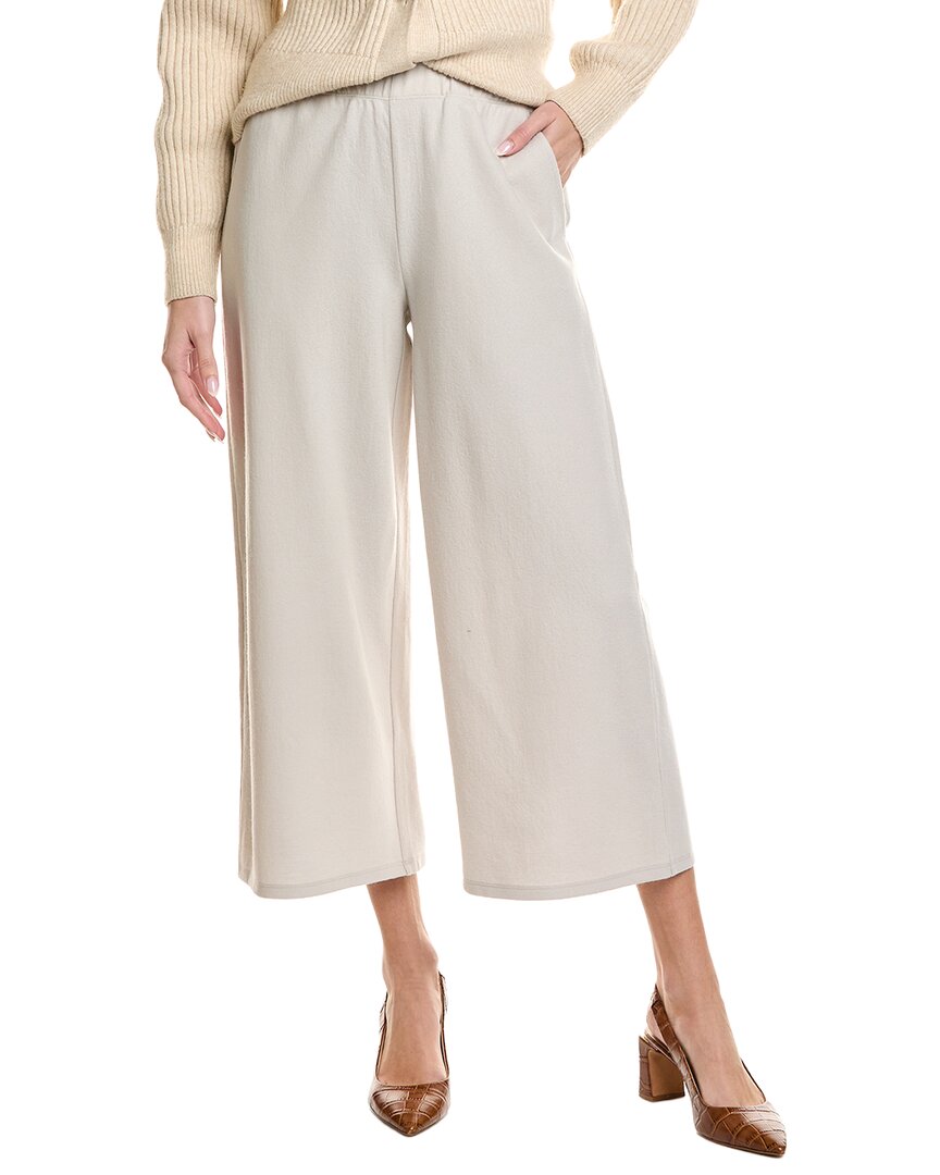 Eileen Fisher Petite Felted Wool Wide Leg Pant In White