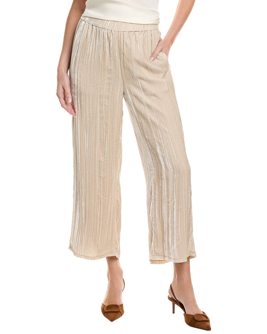 Eileen Fisher Petite Crushed Velvet Wide Leg Silk-blend Pant In Neutral