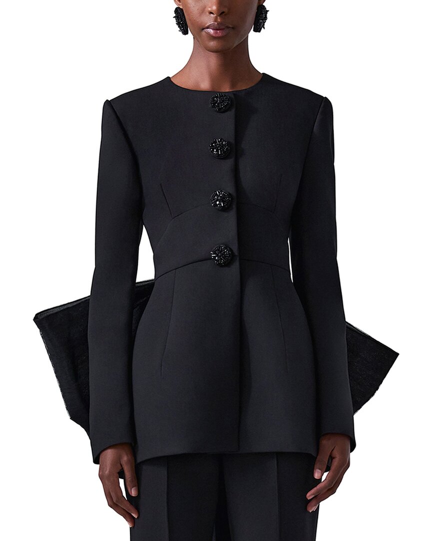 Carolina Herrera Wool-blend Collarless Jacket In Black