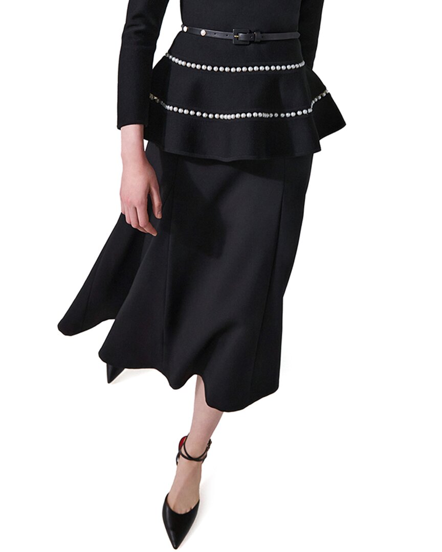Carolina Herrera Wool-blend A-line Midi Skirt In Black