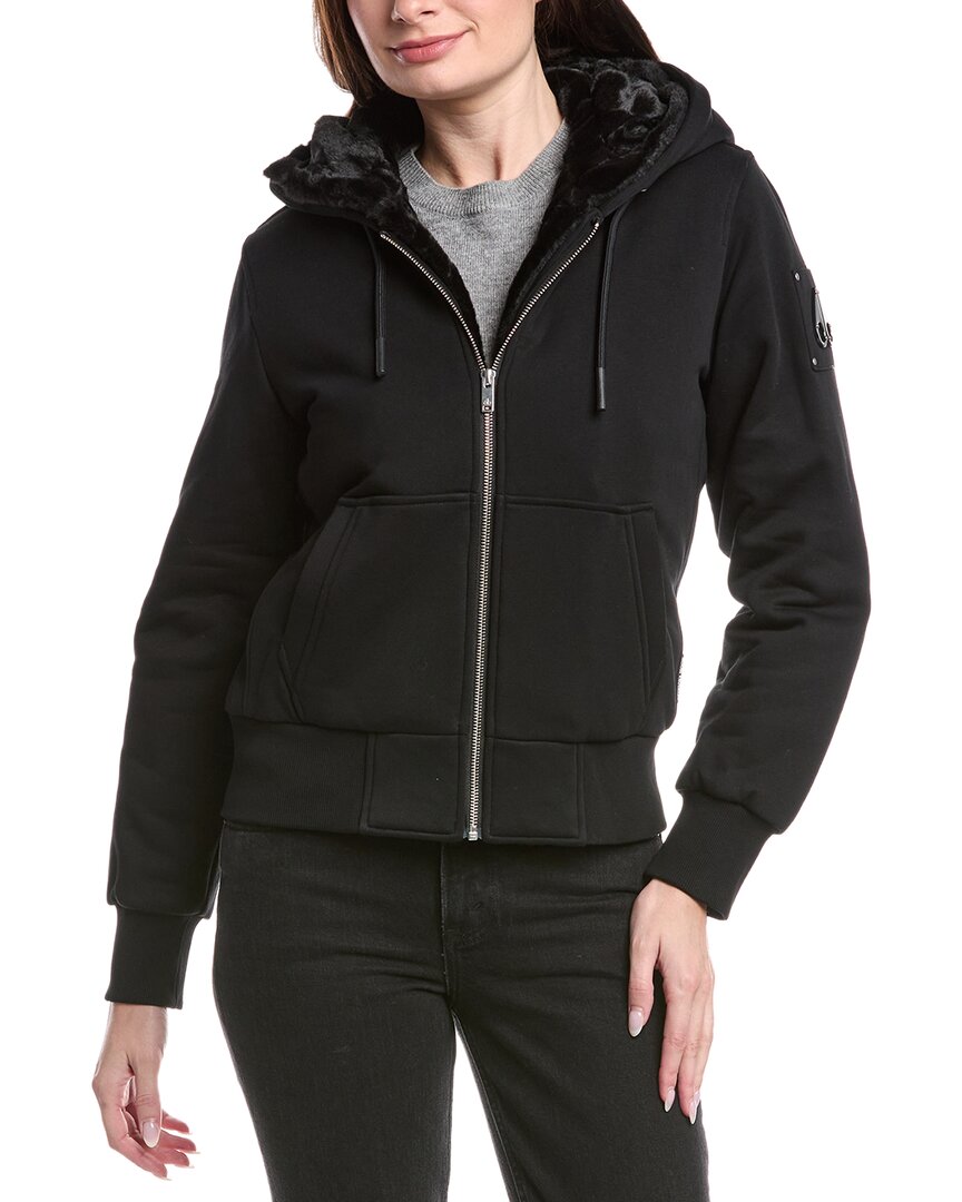 Moose Knuckles Faux Fur Jacket In Black