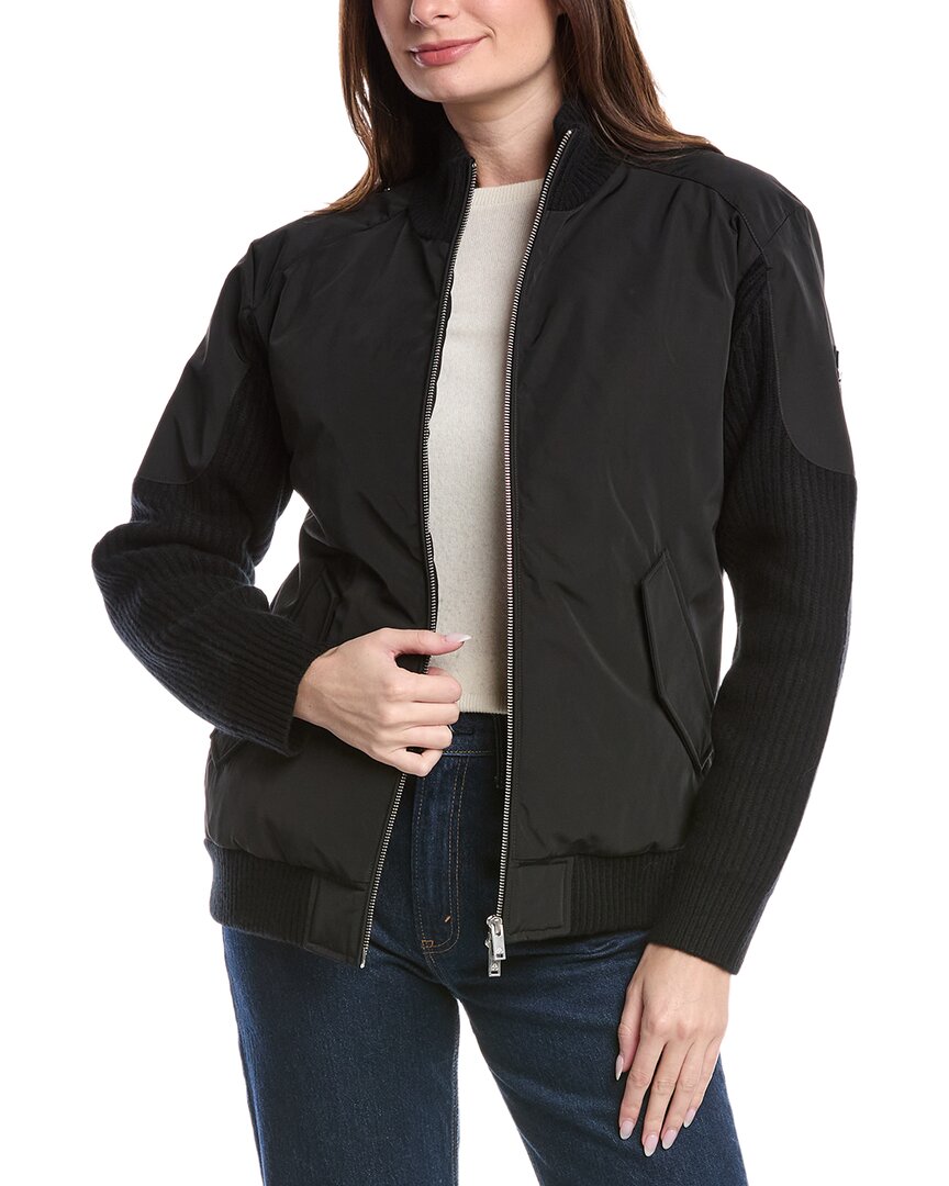 Moose Knuckles Knit Wool-blend Jacket In Black