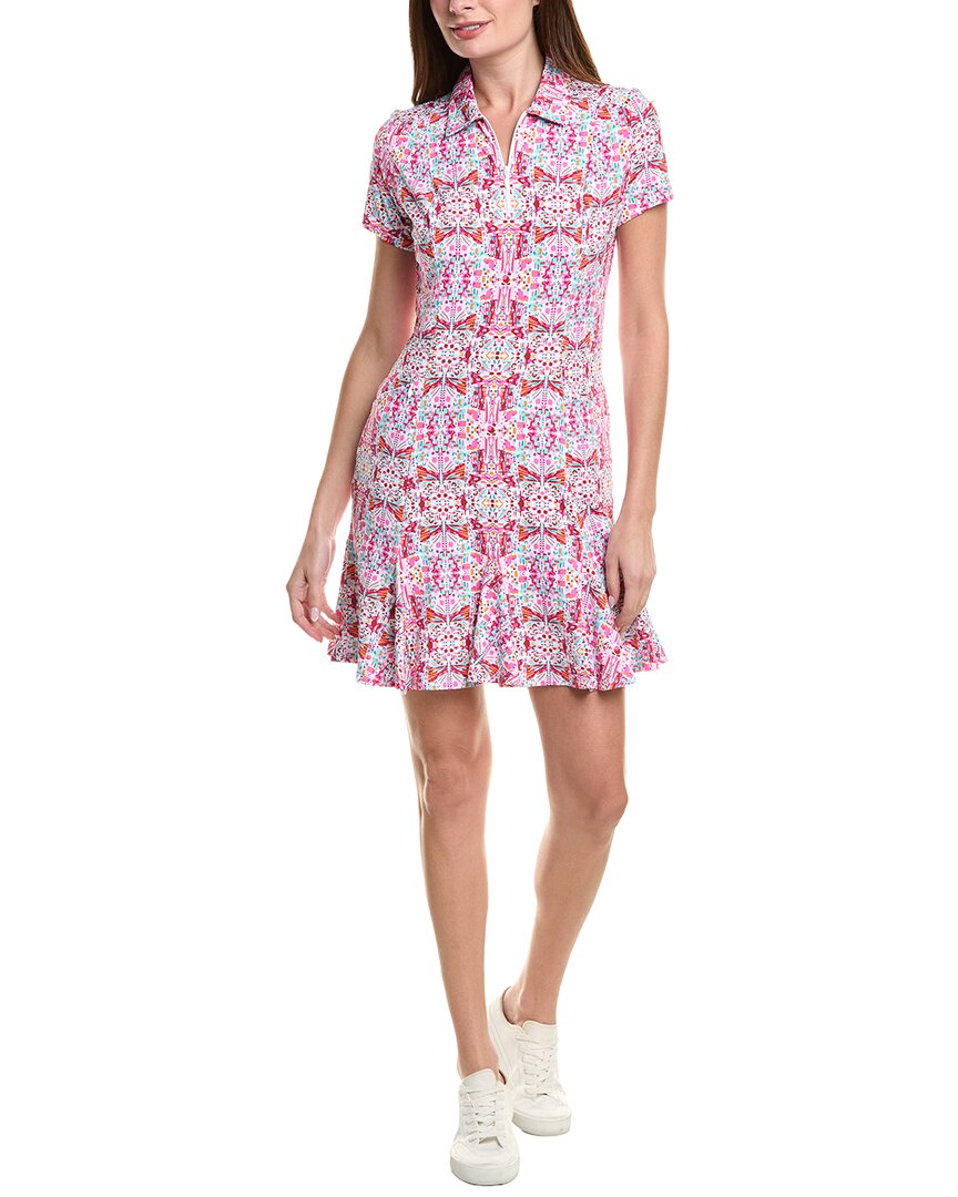 Ibkul Print Godet Dress In Pink