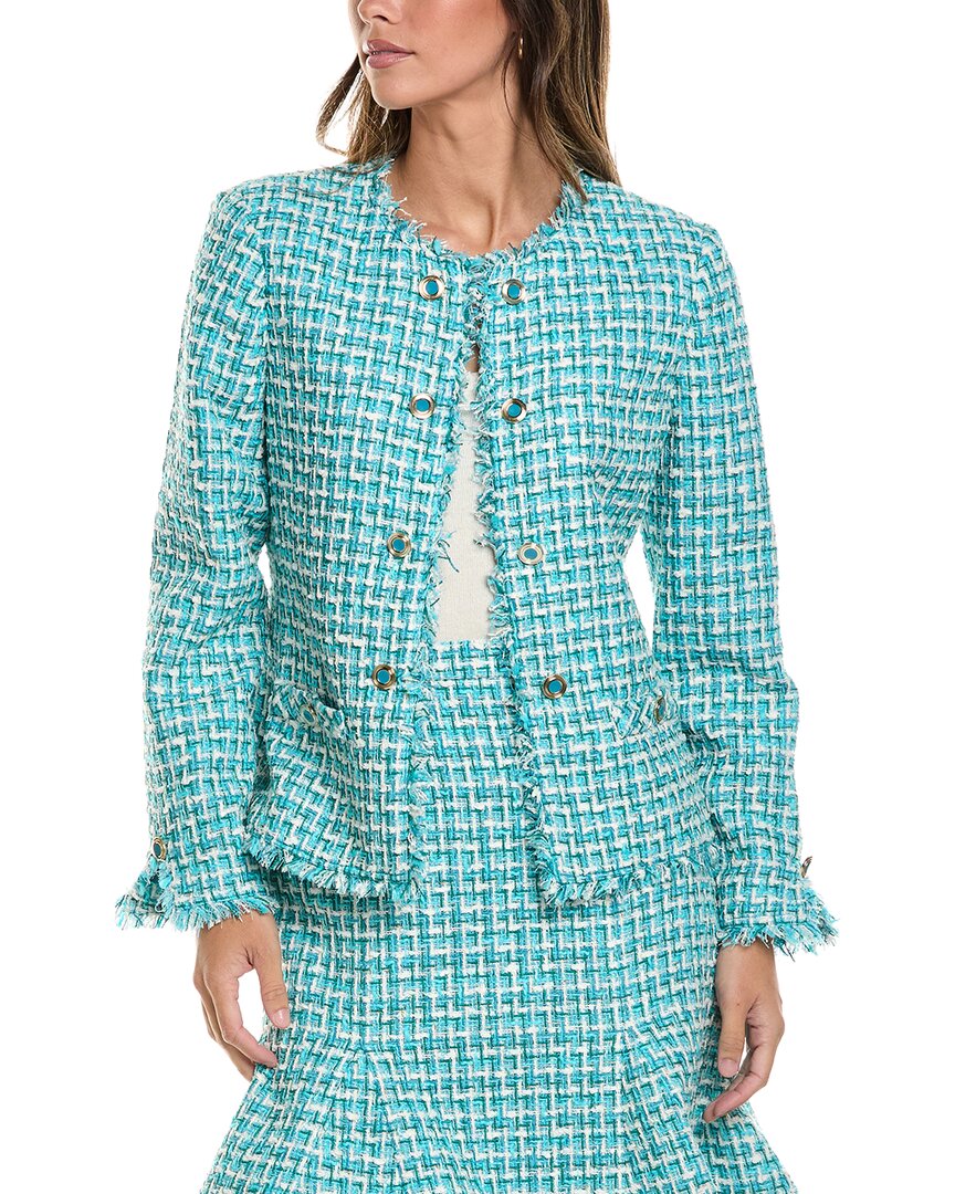 St John St. John Edge To Edge Tweed Jacket In Blue