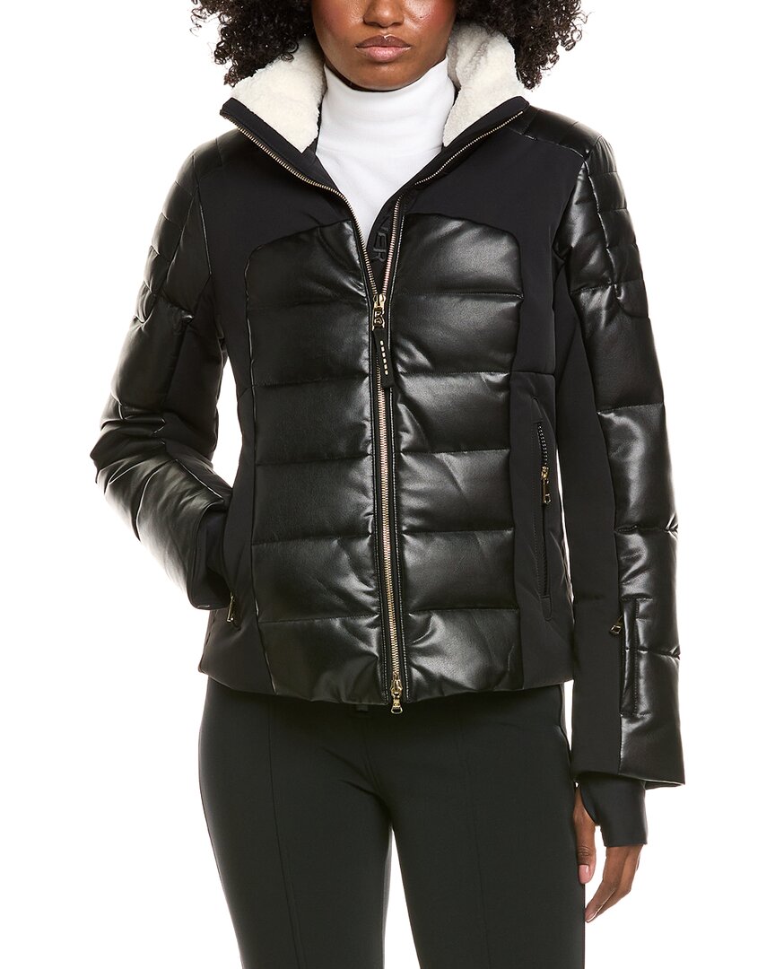 Bogner Ilana Leather Down Coat In Black