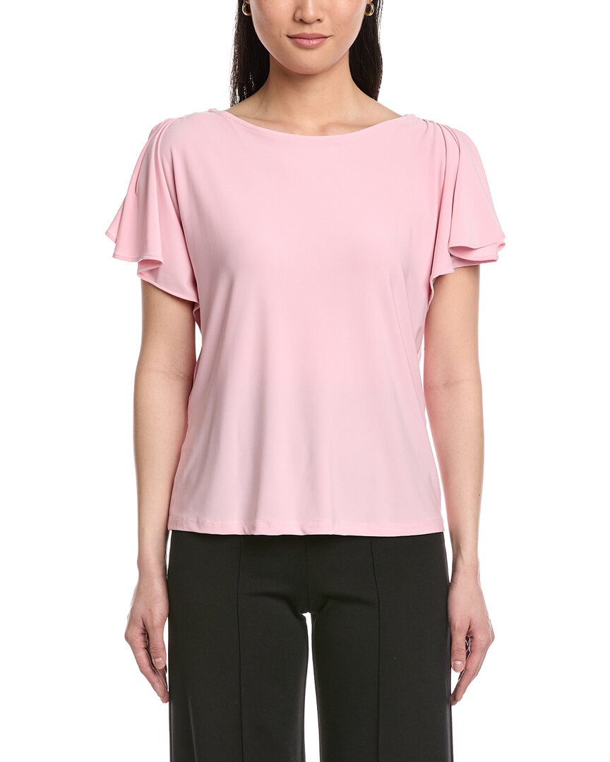 Anne Klein Cascade Flutter Sleeve Top In Pink